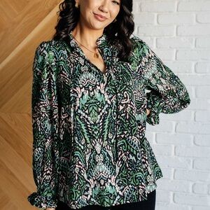 Pinch Green and Black Ikat Blouse
